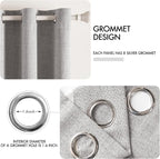 MIULEE Linen Texture Curtains for Bedroom Solid 100% Blackout Thermal Insulated Light Gray Curtains Grommet Room Darkening Drapes for Living Room Nursery 52x63 Inch (2 Panels)