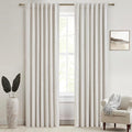 80 Inch Long Linen Blackout Curtains, 2 Panels Set for 76-80 inch Window Drapes Back Tab Pleated Boho Room Darkening Thermal Insulated Curtain for Sliding Glass Door (Birch 50" Wx80 L)