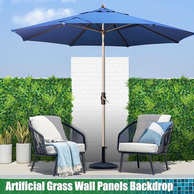 Artificial Plant Wall Panels, 20"x20" 12PCS Faux Grass Backdrop with UV Resistant Fern Leaves, Green Wall Decor for Outdoor Indoor Patio Garden Backyard