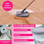Heavy Duty Square Spin Mop for Floor Cleaning, Separate Compartment for Clean and Dirty Water, Use Any Cleaning Solution, Self Cleaning, Machine Washable Pads