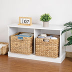 12X12X10in Water Hyacinth Storage Baskets, Wicker Storage Cubes Set of 3, Kitchen Baskets for Pantry Organization, Foldable Square Baskets for Shelves