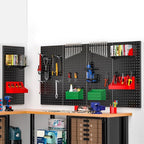 EVERHANGER Metal Pegboard Panels 24" x 12", Heavy Duty Steel Peg Boards for Garage, Pegboard Wall Organizer for Tool Storage and Organization, Black, 5 Pack