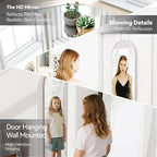 47x14 Mirror Full Length Back Door Hanging or Wall Mounted Aluminum Metal Frame Arch Mirrors for Entryway Bedroom Bathroom Dressing Living Room 47 14 inch Silver