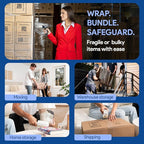 International Plastics Co. 18" Plastic Stretch Film/Wrap 1200ft 500% Stretch Clear Cling Durable Adhering Packing Moving Packaging Heavy Duty Shrink (5" Products, 8 Pack)