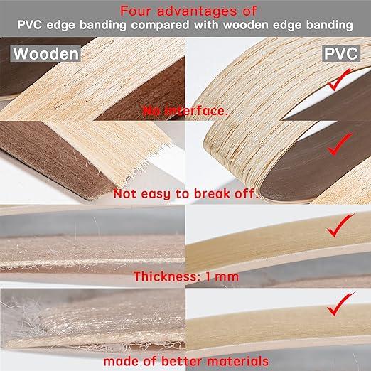 GSCIT Club Cherry Edge Banding, 1 inch x 100ft roll of Veneer Edge Banding -Pre-glued Flexible, Wood PVC Tape Banding for Cabinet Repair Furniture Restoration