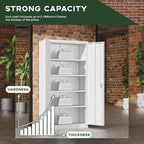 Greenvelly Metal Storage Cabinet, 72" Locking Metal Garage Storage Cabinet with Doors and 4 Adjustable Shelves, Lockable Steel Cabinets for Home Office, Garage, Shop, School (White 36" W x 18" D)