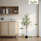 Artificial Olive Tree 5FT, Tall Faux Olive Trees for Indoor Outdoor, Realistic Potted Plant Natural Wood Trunk, Leaves and Fruits for Home Office Decor (1, 5FT)