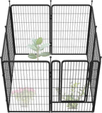 FXW Garden Fence Outdoor for The Yard – 45in(H) x 18.2ft(L) Heavy Duty Metal Animal Barrier for Dog and Rabbit, Decorative Dog Fence, 8 Panels, Black