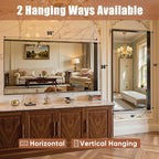 55"x36" Black Framed Bathroom Mirror, Large Rectangular Vanity Mirror, Aluminum Metal Frame, Wall Farmhouse Modern Wall-Mounted Mirrors for Bathroom, Bedroom, Living Room, Over Sink