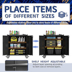 Rolling Tool Cabinet with Wheels, Tool Cabinets with 2 Door for Garage, Tool Room, Assembly Required(Black)