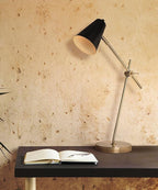 HarvestLand HaloBar Brass Desk Lamp Home Office – Black Industrial Table Lamp with Solid Base for Office, Reading Lamps for Bedside Table, Study and Reading Task Lamp, Christmas Gifts for Men