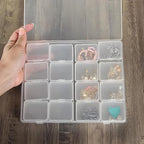 Large Bead Storage Box - 16 Grids Clear Organizer, 1 Pack,Portable for Jewelry,Diamonds,Hardware,Craft Accessories Grid Plastic Box,Oil Painting Color Palette,Ring Earring Storage Box