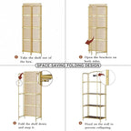 Crofy No Assembly Folding Bookshelf for Living Room, 4 Tier Gold Collapsible Book Shelf for Home Office, Portable Bookcase Storage Organizer