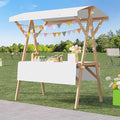 Outdoor Vendor Cart, Portable Cart with Canopy, Movable Stall Display Stand, Foldable Vending Stand Kiosk Display Trolley with Canopy, for Market, Street Food, Events(White 2,120cm/47.2in)