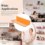 15 Inches Orange Acrylic Wall Shelves 2 Pack, L Shape Floating Shelf, Perspex Wall Mounted Shelves for Home Décor, Model Car, Candle, Calendar, Towel, Tissue