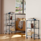 3 Tier Shelf Metal Storage Shelves Wire Rack Closet Organizers with Wheel for Garage Kitchen Bathroom Laundry Black 11.8" D x 17.7" W x 29.8" H