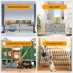 Expandable Barricade Gate,200" Metal Safety Barrier Gate with Casters,Accordion Garden Yard Outdoor Indoor Fence Folding Security Dog Gates Wall Mount,Black