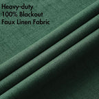 MIULEE 100% Blackout Linen Curtains for Bedroom Thermal Insulated Emerald Green Grommet Room Darkening Curtains & Drapes Christmas Decor for Living Room Nursery 52 x 84 Inch (2 Panels)