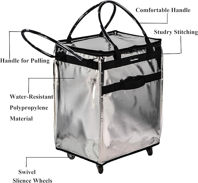 Reusable Grocery Bag On Wheels Large Capacity Shopping Trolley Foldable Rolling Tote Bag with Heavy Duty Handle for Travel