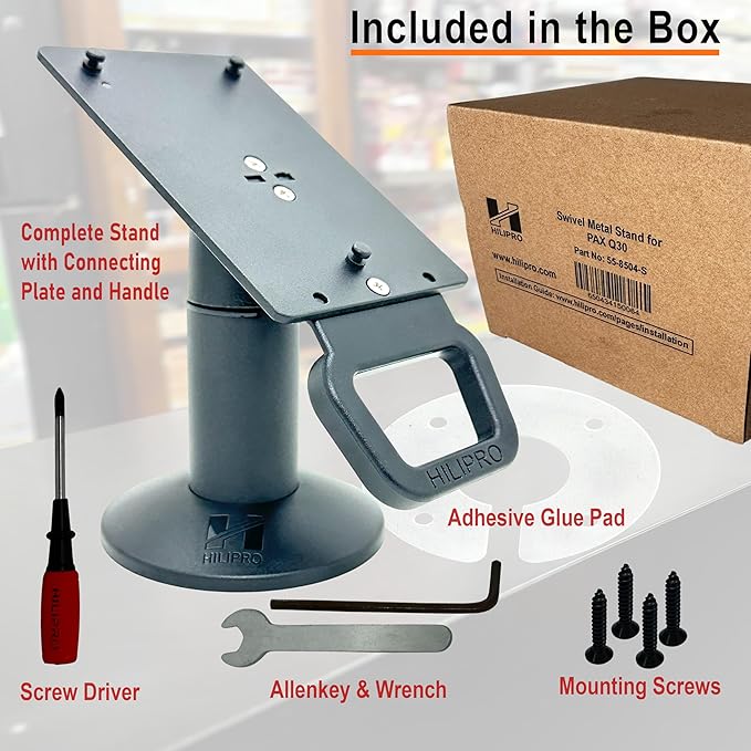 Swivel Point of Sale Stand for Pax A30 Credit Card Payment Terminal - Complete POS Stand -Swivel Stands