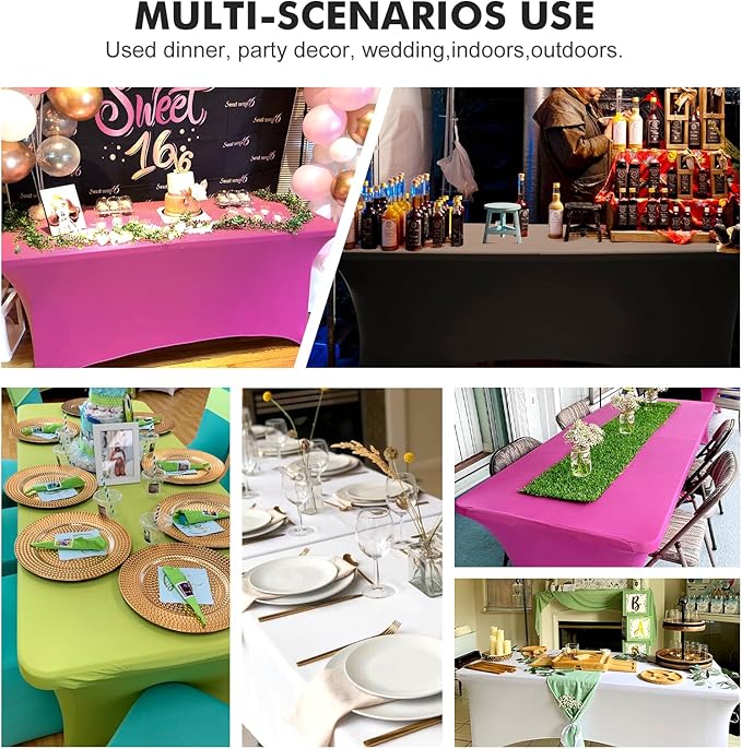 SEPARO 2 Pack 6 Ft Forest Green Table Cover Fitted Rectangular Tablecloth Stretchable Fabric Table Cloth 6 ft Wrinkle-Free for Party Tradeshows Banquet Weddings Cocktail