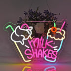 Neon Sign, Neon Lights Hanging Wall Art Decoration for Food Drink Ice Cream Shop Frozen Yogurt Bar Bubble Tea Store, USB Powered Ultra Bright Dimmable