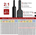 Chanzon 2:1 Ratio - 80Ft Roll - 1" (25mm) Heat Shrink Tubing 2:1(25M Total Length) Black Polyolefin Sleeving Wrap Shrinking 2 to 1 1pcs