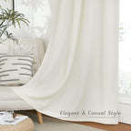 NICETOWN Thick Boho Curtains Linen Drapes for Living Room, Rustic Rod Pocket Semi Sheer Panels Privacy Assured Semi Sheer Linen Blend for Living Room/Bedroom, Off White, W55 x L95, 2 Panels
