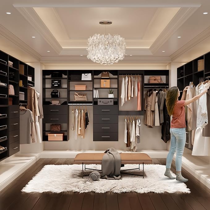 ROOMTEC 31.5" 2 Drawer Short Tower Closet Unit, Modular Closet System with Drawers and Shelf, Wardrobe Organizer for Bedroom or Walk-in Closet, Wall Mounted, Customizable Clothes Storage Unit, Black