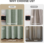 Joydeco Pinch Pleated Curtains - 100% Blackout for Bedroom, Sage Green Linen Curtains 40" W x 96" L, Thermal Insulated 2 Panels Light Blocking Drapes, Back Tabs for Living Room