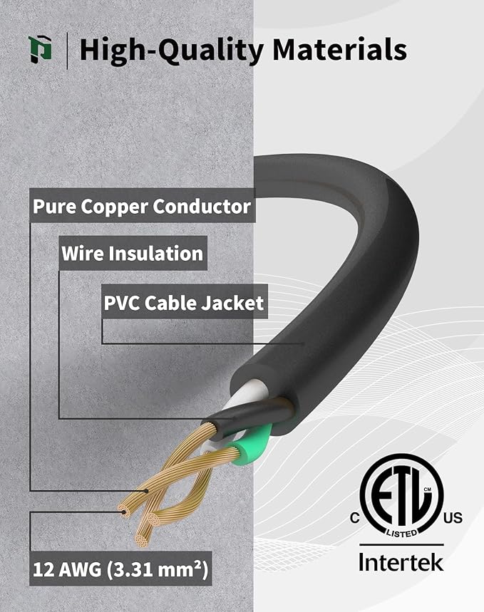 2FT 12 Gauge Outdoor Extension Cord with 3-Outlets, 3Pack, Heavy Duty 3 Prong Extension Cord Waterproof with Lighted end, 15A 12AWG 1875W SJTW, ETL Listed, Black