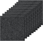 Carpet Tiles Peel and Stick, Self Adhesive Carpet Floor Tile 12” x 12”, Dark Grey Soft Padded Flooring Sticker, Home Decor for Bedroom Living Room Office, 10 Tiles per Box, 10 sq ft per Box