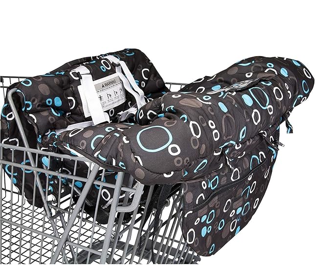 Premium Shopping Cart Cover & High Chair Cover, Easy Install, Harness System, Soft Comfort Cushioning, Universal Size (Black)
