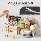 Clear Acrylic Kitchen Cabinet Risers Set of 2 - Anti-Slip Stackable Shelf Organizers, Space Saving Shelves for Counter Display & Spice Organization