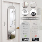 47x14 Mirror Full Length Back Door Hanging or Wall Mounted Aluminum Metal Frame Arch Mirrors for Entryway Bedroom Bathroom Dressing Living Room 47 14 inch Silver