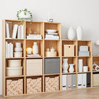 Wooden Storage Organizer with Closed Back Panel, 11in Cube Shelf Opening, Bookshelf, Display Shelf,Closet Cabinet for Home and Office (Natural Oak, 9-Cube 35.98L*9.45W*35.91H)