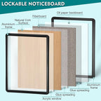 Magula Enclosed Cork Bulletin Board Tamper-Proof Dispaly Case, Black Aluminium Frame, Shatter Resistant Lockable Bulletin Board, Enclosed Cork Board for School, Office,Commercial,Hospital etc(24"x18")