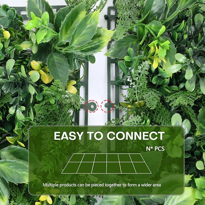 Boshen Artifical Grass Wall Backdrop 6PCS 10"x10" Boxwood Panels Grass Boxwood Hedge Wall Panels Greenery UV Protected Artificial Grass Wall Decor for Party Wedding Backyard Indoor Outdoor