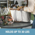 CleverMade Snapbasket LUXE Collapsible Tote - Geometric Taupe 1 Pack 30L / 8 Gal - Reusable Grocery Collapsible Storage Shopping Organizer