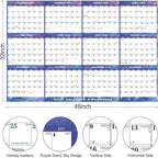 6pcs 32" x 48" 2026 Wall Calendar Dry Erase - Large Starry Sky Calendar Wet & Dry Erasable Laminated 12 Month Annual Yearly Planner, Reversible, Horizontal/Vertical (2026 Wall Calendar)