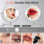 GURUN Wall Mounted Hardwired Makeup Mirror with 3 Tones Dimmable LED Lights 10x Magnifying Mirror with Touch Control for Bathroom Bedroom 13" Extendable Arm Direct Wire M1809D-T(10x,Chrome)
