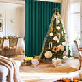 Hiasan Christmas Blackout Patio Sliding Door Curtain Extra Wide Thermal Insulated Privacy Room Divider Panel with Back Tab & Rod Pocket for Bedroom Partition Glass Door (100 x 84 Inches, Hunter Green)