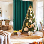 Hiasan Christmas Blackout Patio Sliding Door Curtain Extra Wide Thermal Insulated Privacy Room Divider Panel with Back Tab & Rod Pocket for Bedroom Partition Glass Door (100 x 84 Inches, Hunter Green)