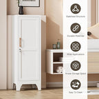 Bestoo Metal Locking Cabinet, 46" H Storage Locker with 1 Magnetic Door and 2 Adjustable Shelves, 3-Tier White Storage Cabinet for Bathroom, Kitchen, Pantry, Home, Office, Garage