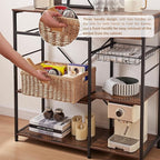 OIAHOMY Wicker Basket, Paper Shelf Basket with Built-in Handles, Rectangular Wicker Storage Bin for Pantry, Shelves, 1 Pack-Yellow