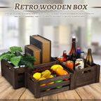Barydat Set of 5 Wood Crates for Display Decorative Nesting Wooden Crate Storage with Handles Vintage Farmhouse Style Decorative Boxes Multipurpose Fruits Vegetables Boxes(Dusty Brown,Rustic)