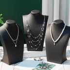 Kigley 6 Pcs Black PU Leather Jewelry Bust Display Necklace Holder Stand Necklace Mannequin Holder for Jewelry Display Trade Show(13.39 x 3.94 x 8.07 Inches)