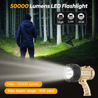 YIERBLUE Rechargeable Spotlight 1000,000 Lumen LED, IP67 Waterproof Handheld Flashlight, 3 Adaptable Settings Spot Light with Red Filter