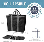 CleverMade Collapsible Laundry Caddy - Black 1 Pack 64L / 17 Gal - Foldable Storage Organization Container Clothes Laundry Room Storage Solution