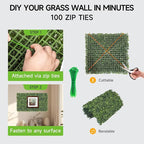 Artificial Grass Wall Panels, 8 PCS 20x20 inch Boxwood Hedge Wall Panels with 100 Zip Ties, Boxwood Panels Backdrop for Outdoor Indoor Decorative Garden Fences Backyard Patio Privacy Hedge
